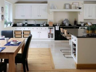 Особенности комбинирования плитки и ламината на кухне