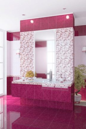 Розовая керамическая плитка: красивые идеи в интерьере