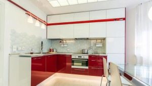 Красно-белая кухня в дизайне интерьера