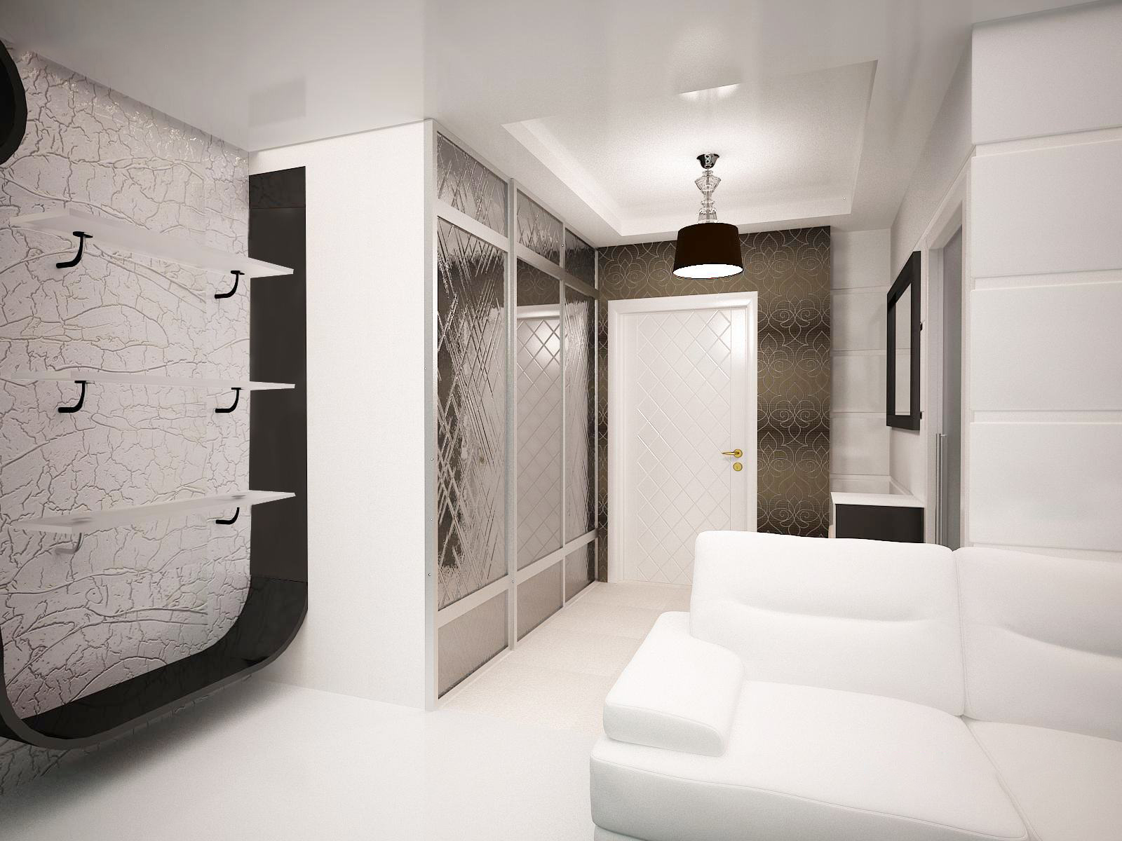 Дизайн интерьера прихожей в квартире с длинным шкафом купе
