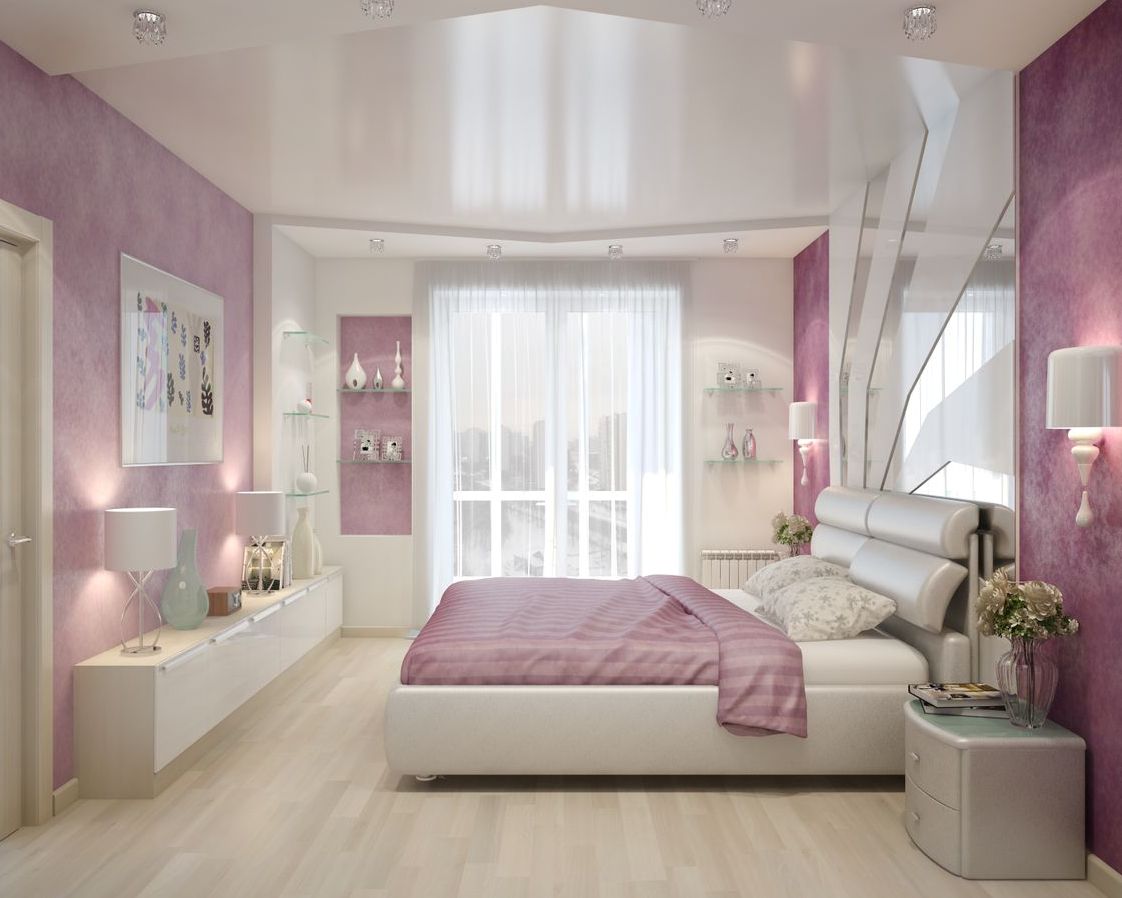 розово белая комната дизайн