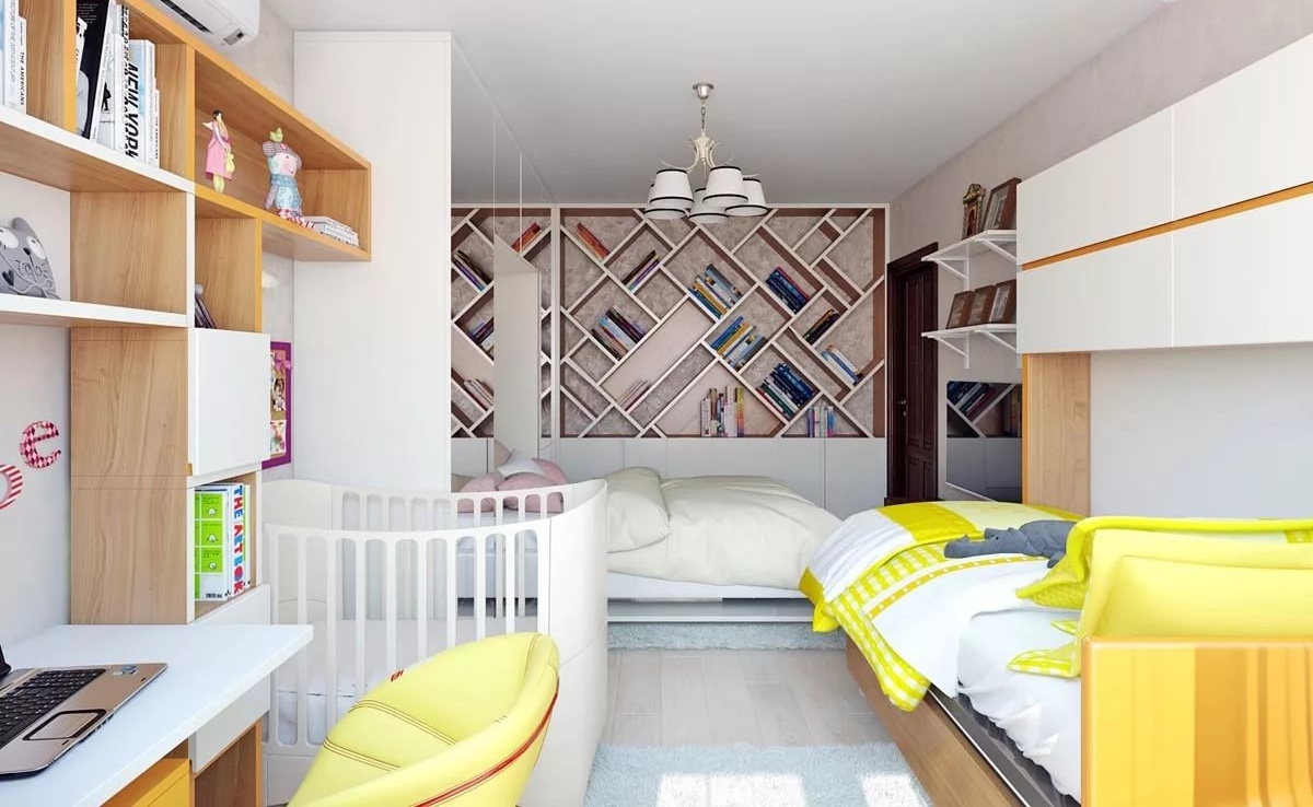 Дизайн детской комнаты для двоих 17 кв м с балконом