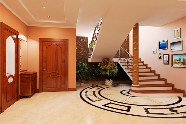 Дизайн коридора в частном доме 73 фото красивая отделка интерьера с лестницей как правильно оформить второй этаж чем отделать стены в холодной прихожей