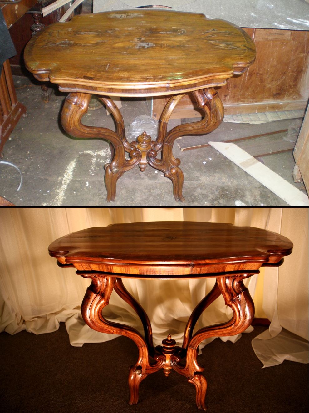 Старинная реставрация. Реставрируем старый стол. Стол из дерева лакированный. Реставрируем деревянный столик. Реставрируем полированный стол.