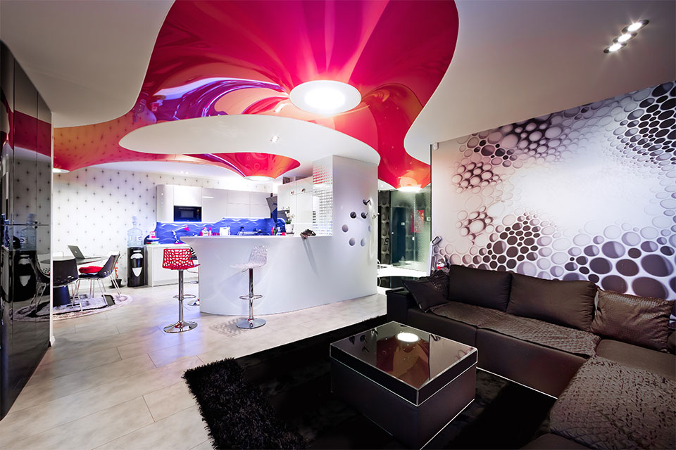 Натяжные потолки для зала в квартире (85 фото): виды современных покрытий, красивый дизайн гостиной 18 кв. м, идеи — 2020
