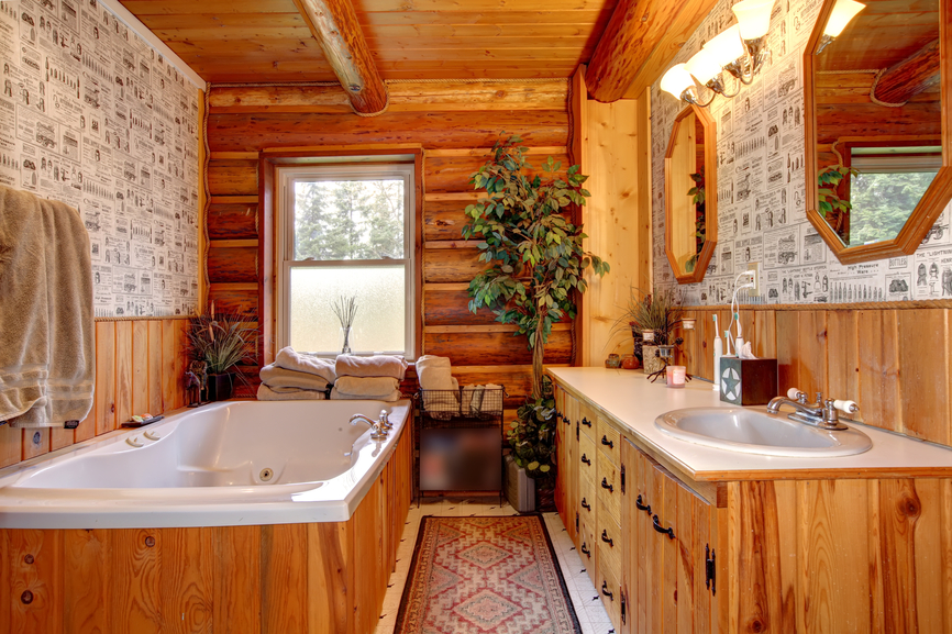 отделка стен ванной в деревянном доме