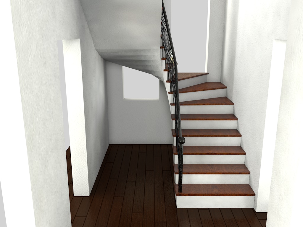 Поворотная лестница на второй этаж в частном доме фото
