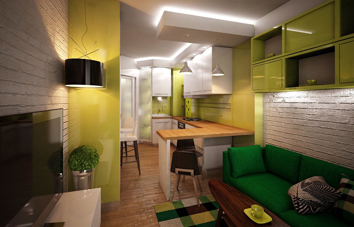 Дизайн кухни в современном стиле 12 кв м с диваном