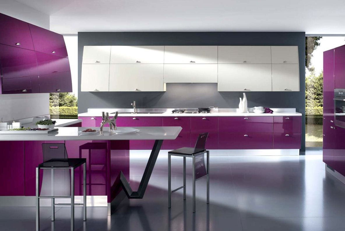 Фиолетовая Кухня Фото