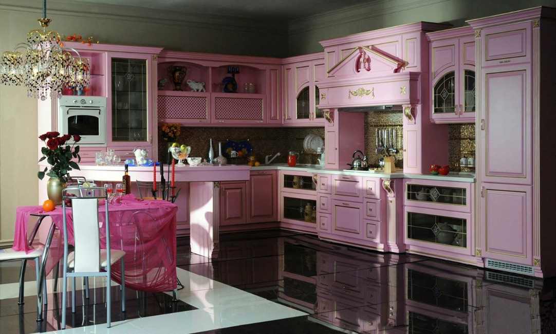 Кухня В Розово Серых Тонах Фото