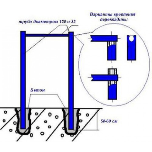 Турник уличный чертеж