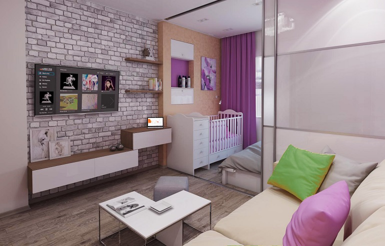 Дизайн однокомнатной квартиры семья с ребенком