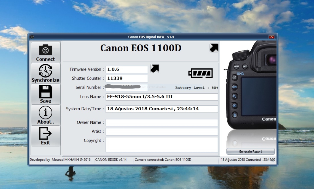 EOS Camera info