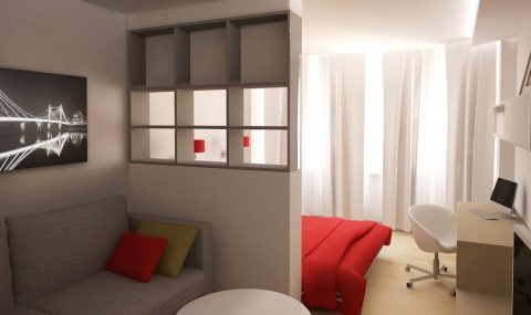 Zoniranje sobe površine 16 m2 na spavaću i dnevnu sobu
