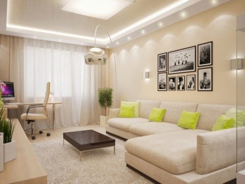 Dizajn male sobe (12 m2) s kaučem.