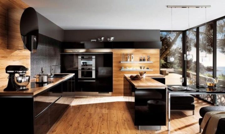 Темные кухни (62 фото): выбор кухонного гарнитура из дерева и других  материалов в темных тонах, варианты дизайна в интерьере