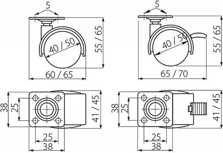 Колесики для тумбы размеры
